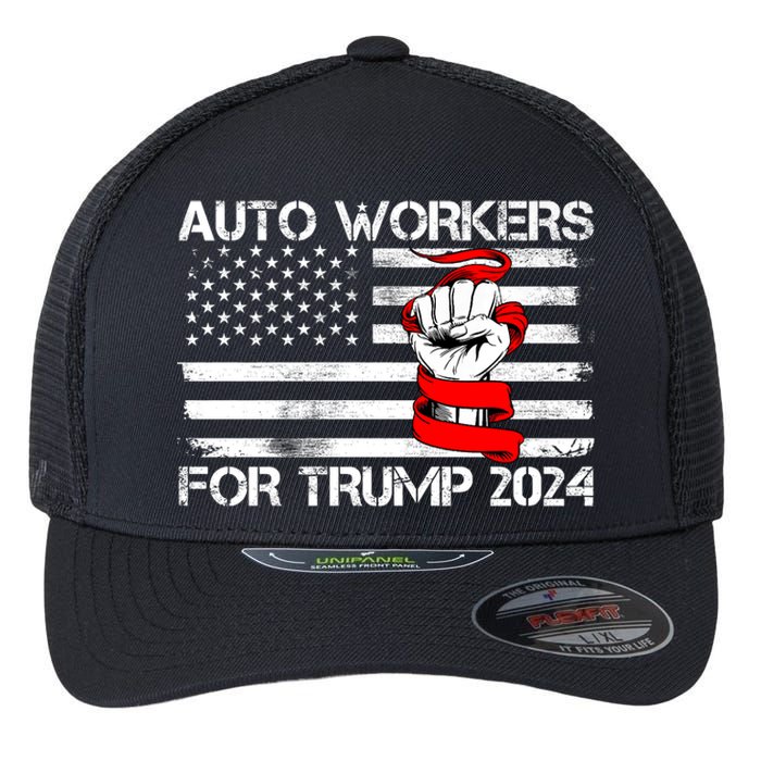 Uaw Strong Uaw Proud Union Pride Auto Workers For Trump Flexfit Unipanel Trucker Cap