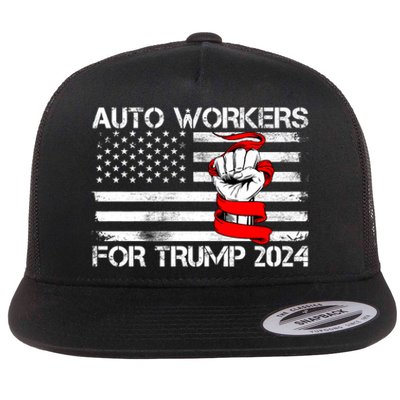 Uaw Strong Uaw Proud Union Pride Auto Workers For Trump Flat Bill Trucker Hat