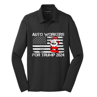 Uaw Strong Uaw Proud Union Pride Auto Workers For Trump Silk Touch Performance Long Sleeve Polo