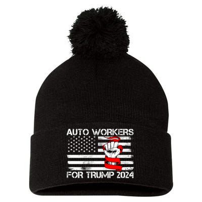 Uaw Strong Uaw Proud Union Pride Auto Workers For Trump Pom Pom 12in Knit Beanie