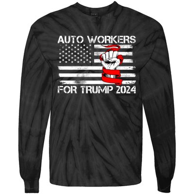 Uaw Strong Uaw Proud Union Pride Auto Workers For Trump Tie-Dye Long Sleeve Shirt