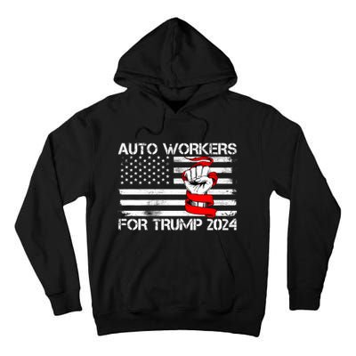 Uaw Strong Uaw Proud Union Pride Auto Workers For Trump Tall Hoodie