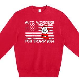 Uaw Strong Uaw Proud Union Pride Auto Workers For Trump Premium Crewneck Sweatshirt