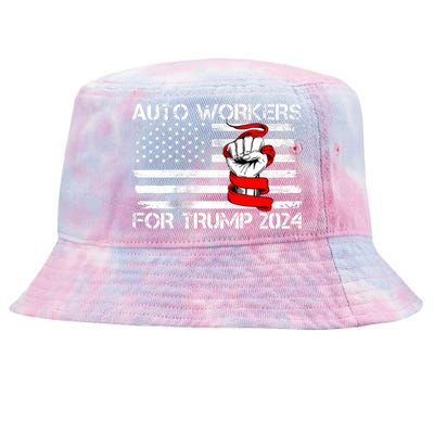 Uaw Strong Uaw Proud Union Pride Auto Workers For Trump Tie-Dyed Bucket Hat