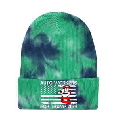 Uaw Strong Uaw Proud Union Pride Auto Workers For Trump Tie Dye 12in Knit Beanie