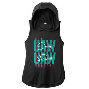 UAW Strong UAW Proud Union Pride UAW Laborer Worker Ladies PosiCharge Tri-Blend Wicking Draft Hoodie Tank