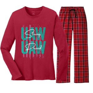 UAW Strong UAW Proud Union Pride UAW Laborer Worker Women's Long Sleeve Flannel Pajama Set 