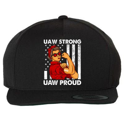 UAW Strong UAW Proud Union Pride Laborer Worker Red US Flag Wool Snapback Cap