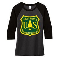 United States Us Forest Service Departt Of Agriculture Women's Tri-Blend 3/4-Sleeve Raglan Shirt