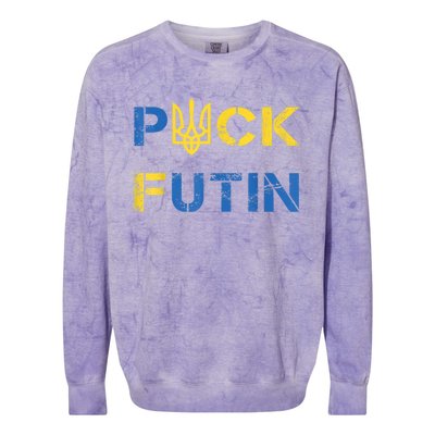 Puck Futin, I Stand With Ukraine, Support Ukraine Colorblast Crewneck Sweatshirt