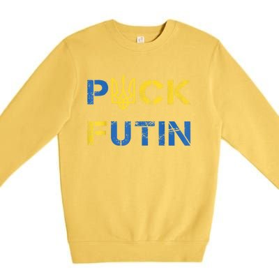 Puck Futin, I Stand With Ukraine, Support Ukraine Premium Crewneck Sweatshirt