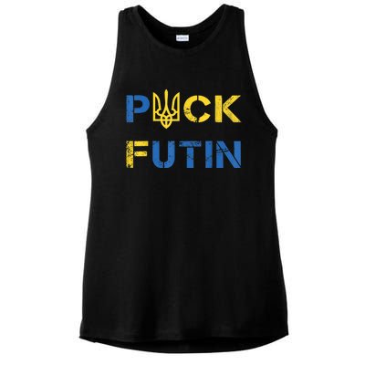 Puck Futin, I Stand With Ukraine, Support Ukraine Ladies PosiCharge Tri-Blend Wicking Tank