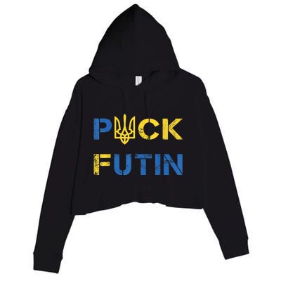 Puck Futin, I Stand With Ukraine, Support Ukraine Crop Fleece Hoodie