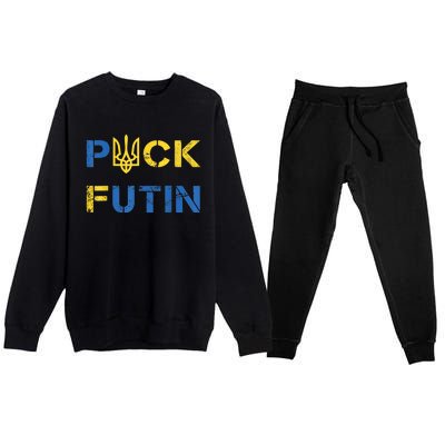 Puck Futin, I Stand With Ukraine, Support Ukraine Premium Crewneck Sweatsuit Set