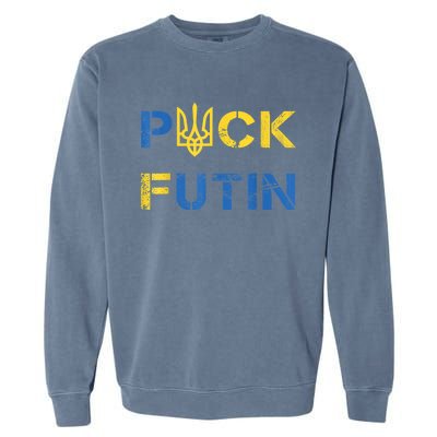 Puck Futin, I Stand With Ukraine, Support Ukraine Garment-Dyed Sweatshirt