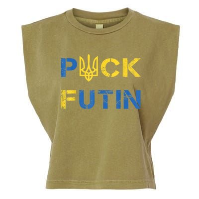 Puck Futin, I Stand With Ukraine, Support Ukraine Garment-Dyed Women's Muscle Tee