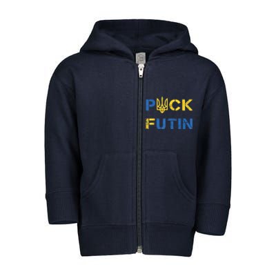 Puck Futin, I Stand With Ukraine, Support Ukraine Toddler Zip Fleece Hoodie