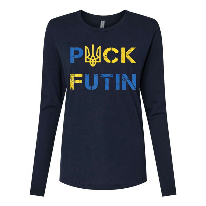 Puck Futin, I Stand With Ukraine, Support Ukraine Womens Cotton Relaxed Long Sleeve T-Shirt