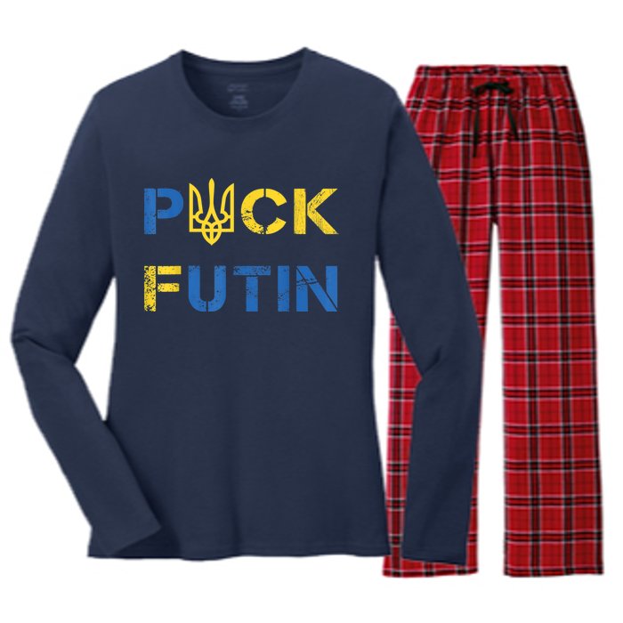 Puck Futin, I Stand With Ukraine, Support Ukraine Women's Long Sleeve Flannel Pajama Set 