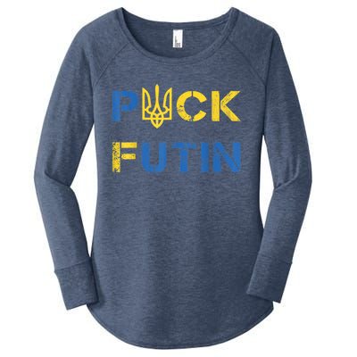 Puck Futin, I Stand With Ukraine, Support Ukraine Women's Perfect Tri Tunic Long Sleeve Shirt