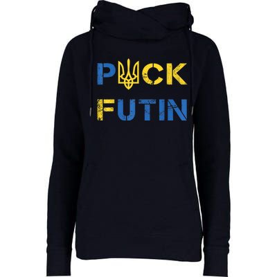 Puck Futin, I Stand With Ukraine, Support Ukraine Womens Funnel Neck Pullover Hood