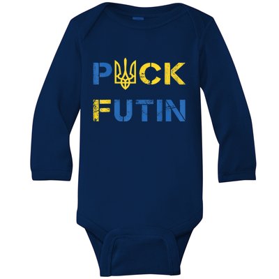 Puck Futin, I Stand With Ukraine, Support Ukraine Baby Long Sleeve Bodysuit