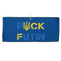 Puck Futin, I Stand With Ukraine, Support Ukraine Large Microfiber Waffle Golf Towel