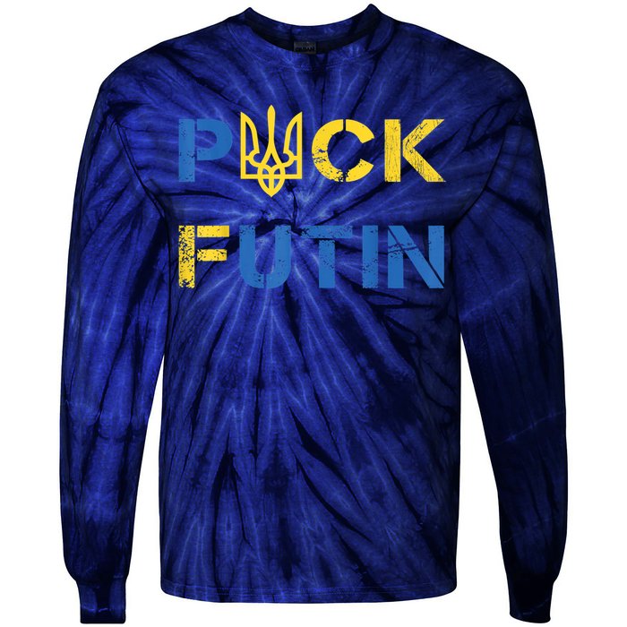 Puck Futin, I Stand With Ukraine, Support Ukraine Tie-Dye Long Sleeve Shirt