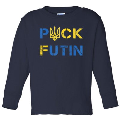 Puck Futin, I Stand With Ukraine, Support Ukraine Toddler Long Sleeve Shirt