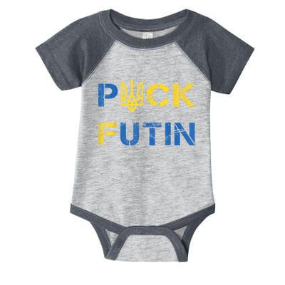 Puck Futin, I Stand With Ukraine, Support Ukraine Infant Baby Jersey Bodysuit