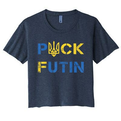 Puck Futin, I Stand With Ukraine, Support Ukraine Women's Crop Top Tee