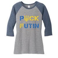 Puck Futin, I Stand With Ukraine, Support Ukraine Women's Tri-Blend 3/4-Sleeve Raglan Shirt