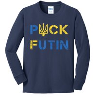 Puck Futin, I Stand With Ukraine, Support Ukraine Kids Long Sleeve Shirt