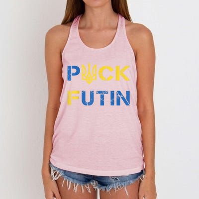 Puck Futin, I Stand With Ukraine, Support Ukraine Women's Knotted Racerback Tank