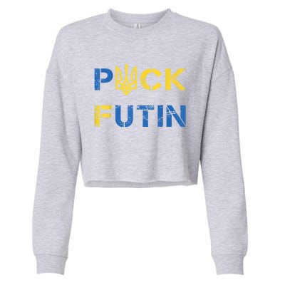 Puck Futin, I Stand With Ukraine, Support Ukraine Cropped Pullover Crew