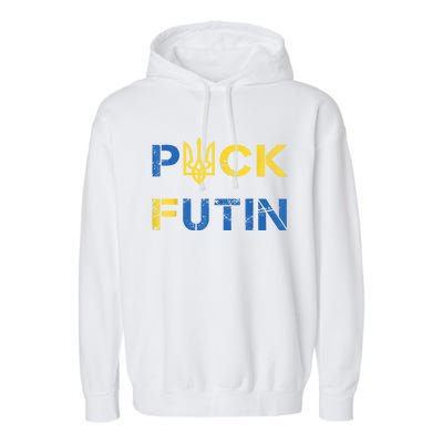 Puck Futin, I Stand With Ukraine, Support Ukraine Garment-Dyed Fleece Hoodie