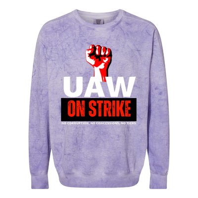 Uaw Strike United Auto Workers Union Strike Gift Walkout Red Colorblast Crewneck Sweatshirt