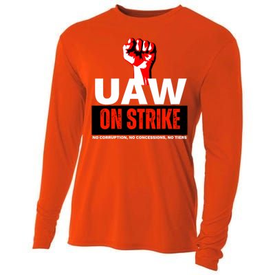 Uaw Strike United Auto Workers Union Strike Gift Walkout Red Cooling Performance Long Sleeve Crew