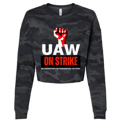 Uaw Strike United Auto Workers Union Strike Gift Walkout Red Cropped Pullover Crew