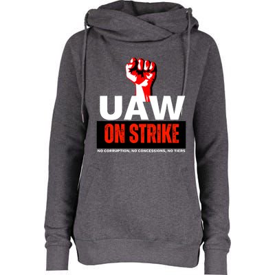 Uaw Strike United Auto Workers Union Strike Gift Walkout Red Womens Funnel Neck Pullover Hood