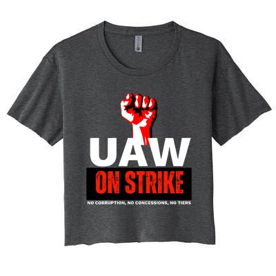 Uaw Strike United Auto Workers Union Strike Gift Walkout Red Women's Crop Top Tee