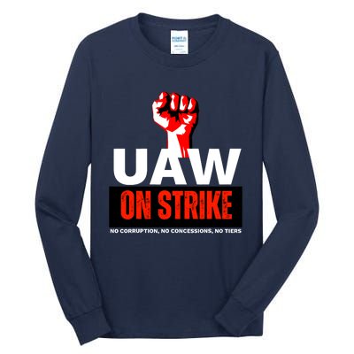 Uaw Strike United Auto Workers Union Strike Gift Walkout Red Tall Long Sleeve T-Shirt