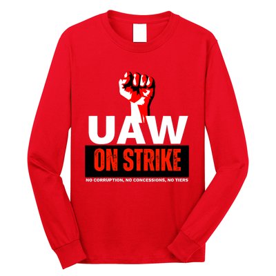 Uaw Strike United Auto Workers Union Strike Gift Walkout Red Long Sleeve Shirt