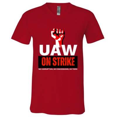 Uaw Strike United Auto Workers Union Strike Gift Walkout Red V-Neck T-Shirt