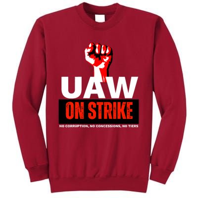 Uaw Strike United Auto Workers Union Strike Gift Walkout Red Tall Sweatshirt