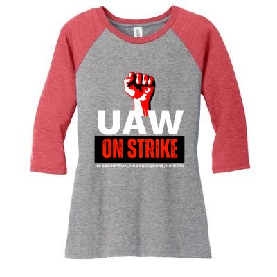 Uaw Strike United Auto Workers Union Strike Gift Walkout Red Women's Tri-Blend 3/4-Sleeve Raglan Shirt