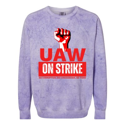 Uaw Strike United Auto Workers Union Strike Gift Colorblast Crewneck Sweatshirt