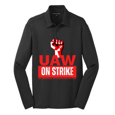 Uaw Strike United Auto Workers Union Strike Gift Silk Touch Performance Long Sleeve Polo