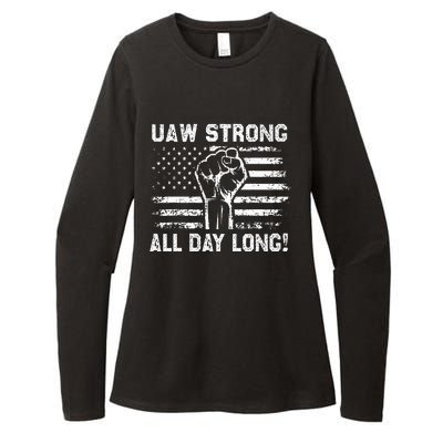 UAW Strike USA Flag Red United Auto Workers Picket Sign Womens CVC Long Sleeve Shirt