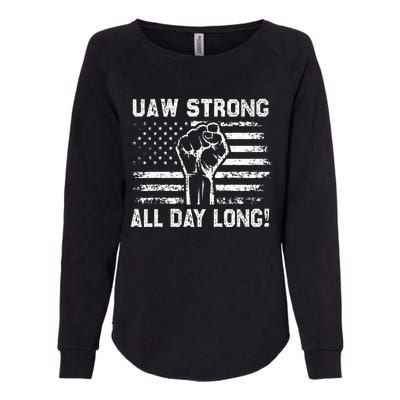 UAW Strike USA Flag Red United Auto Workers Picket Sign Womens California Wash Sweatshirt